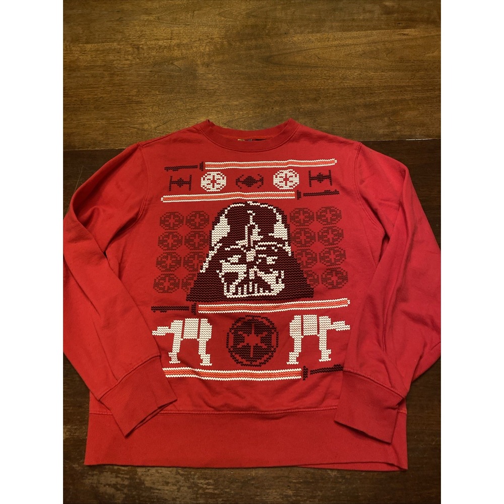 Star War Darth Vader Christmas Sweater Mens Medium Red Cotton Blend Longsleeve